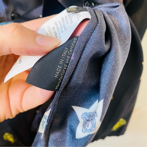 Versace 100% Silk Medusa Star Colorful Button Down Shirt Size 43 - Picture 8 of 11